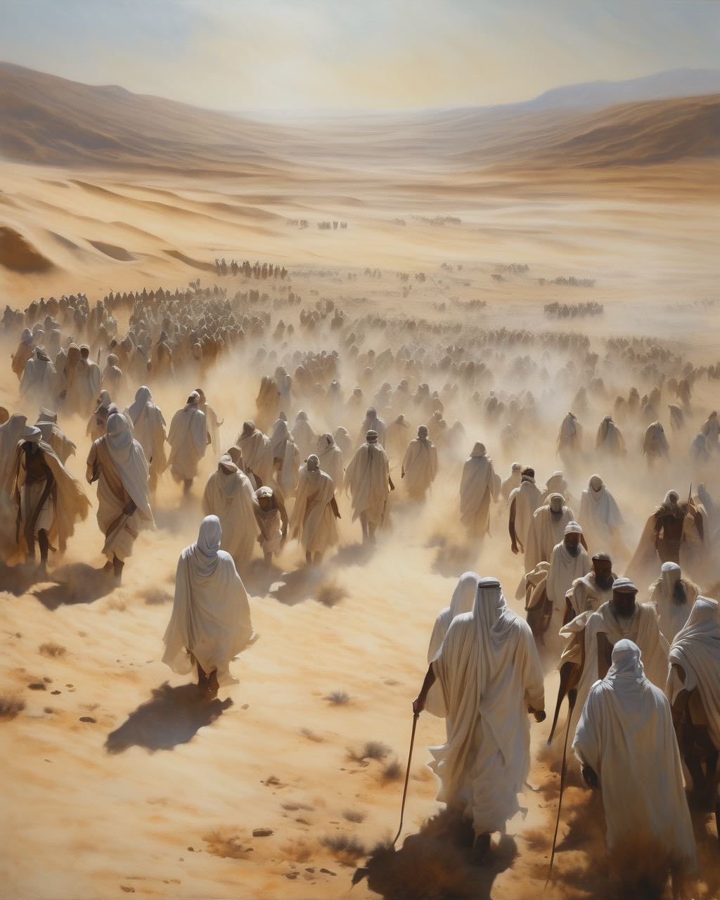 Die Hebräer ziehen durch die Wüste
