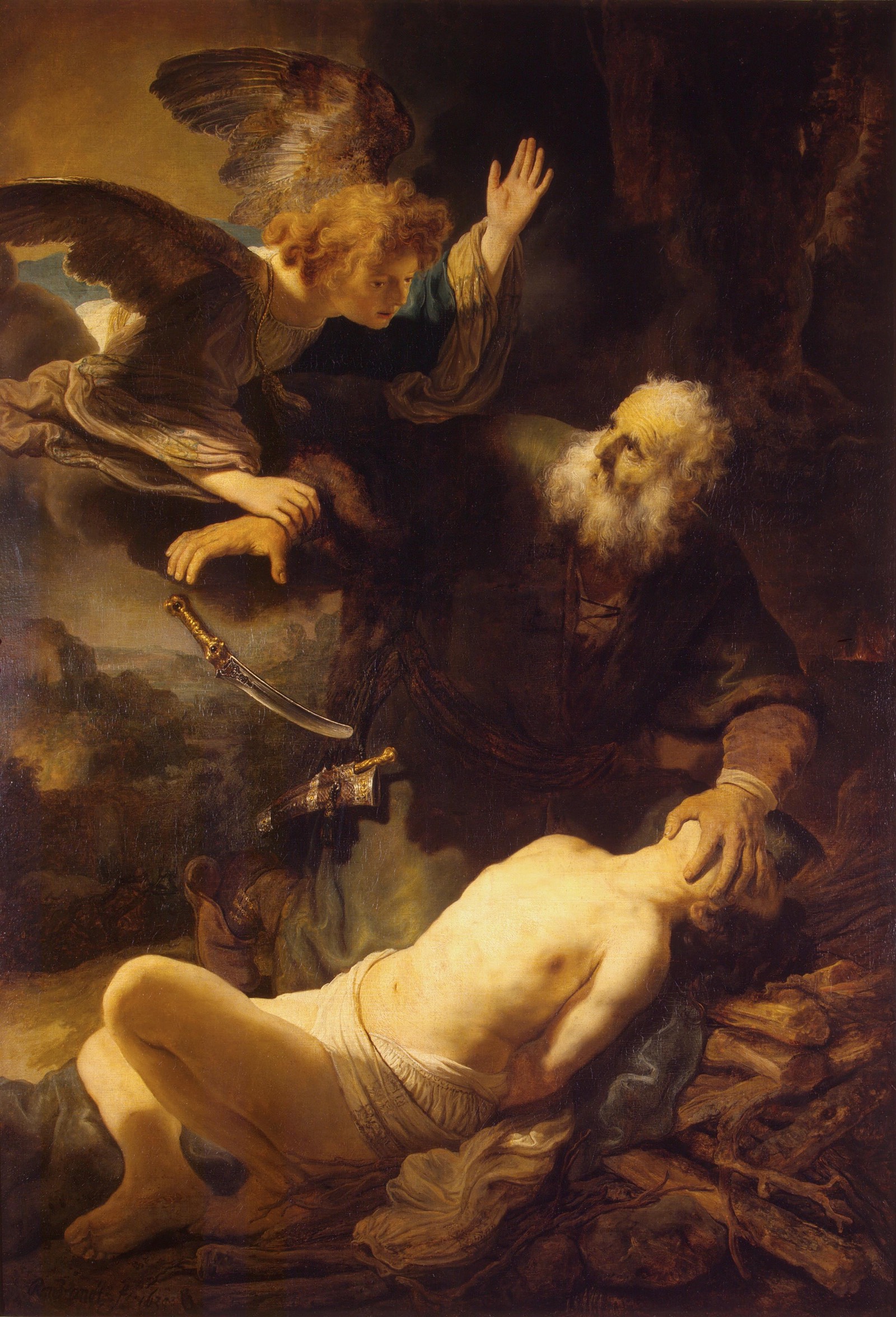 Die Bindung Isaaks: Malerei von Rembrandt
