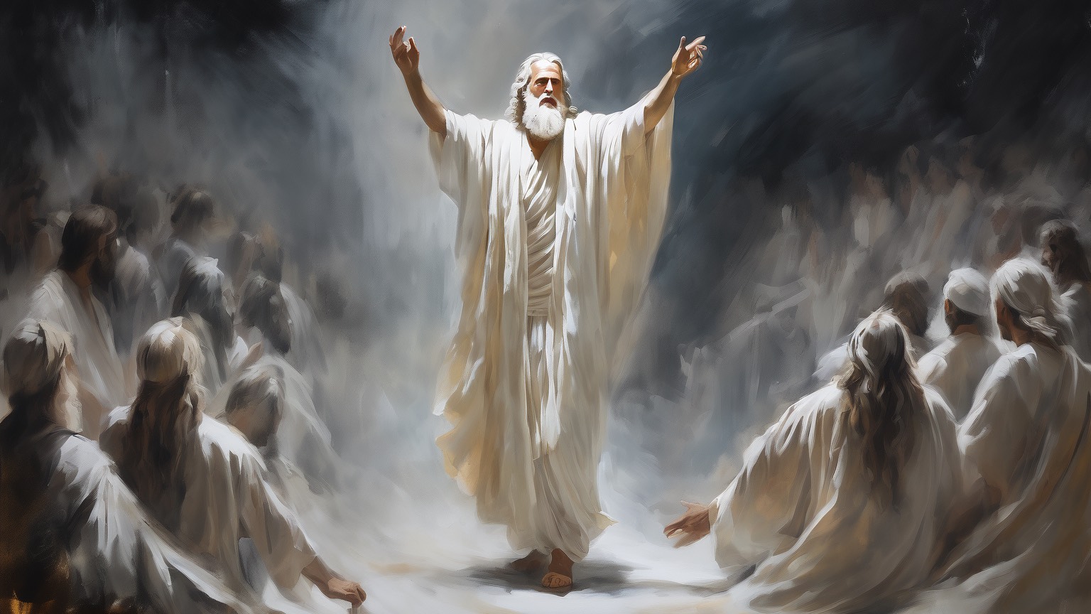 Mose predigt den Israeliten